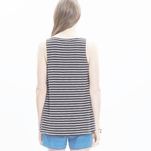 Madewell Forward Seam Striped Front‎ Tank Black & White Womens Size XS - Picture 2 of 7